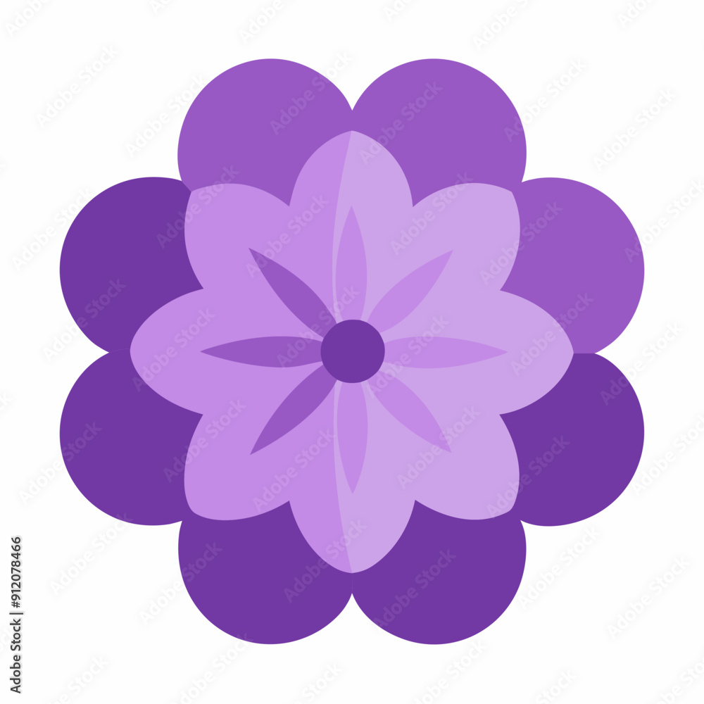 Create an icon of a violet flower with round petals art vector