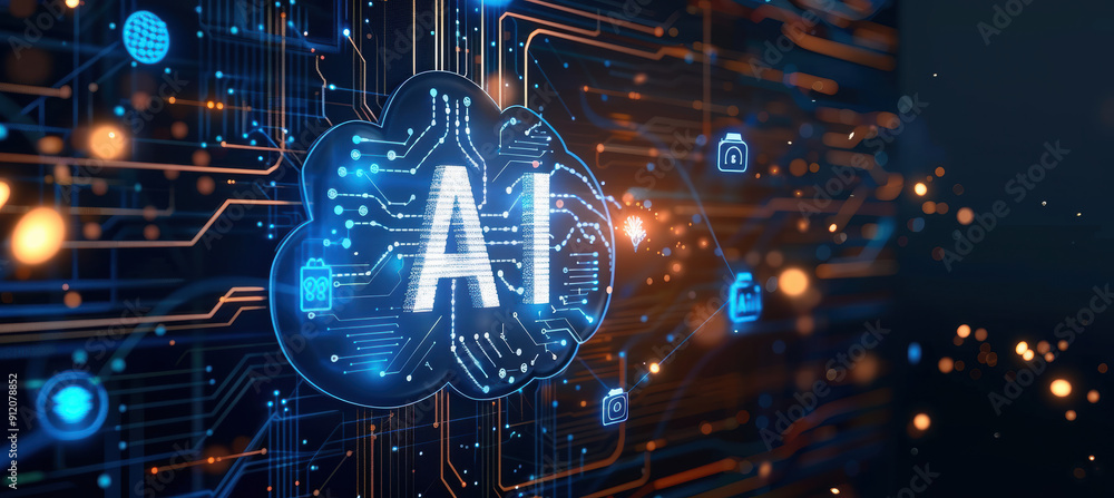 AI Circuit Design on Dark Background AI Circuit Design on Dark Background