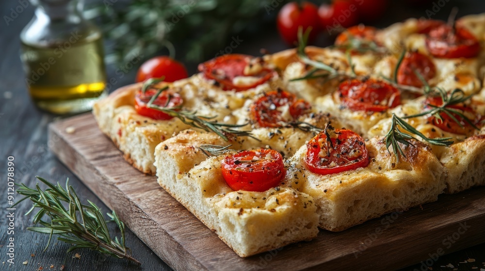 antipasti focaccia, food photography, 16:9