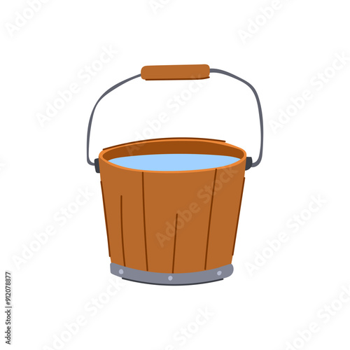 plastic bucket water cartoon. container blue, metal clean, full color plastic bucket water sign. isolated symbol vector illustration