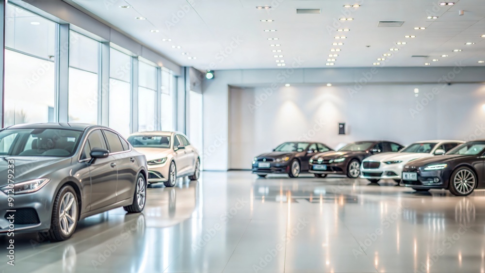 Obraz premium Modern car dealership showroom with luxury vehicles 