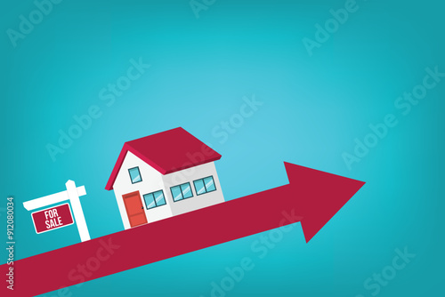Housing price rising up. Real estate or house price rising.	
