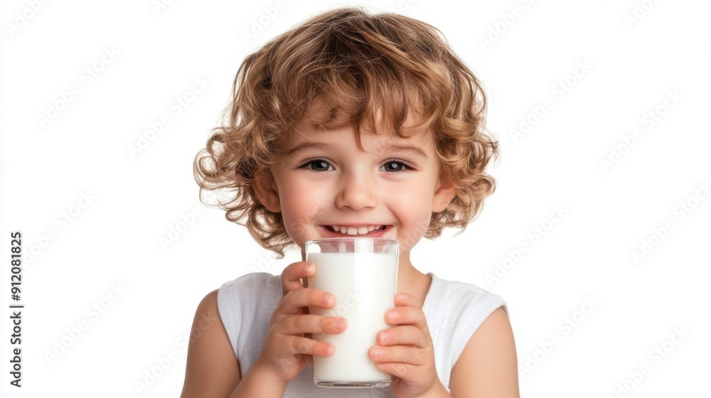 Cute little girl with a glass of milk isolated over white Cute little girl with a glass of milk isolated over white