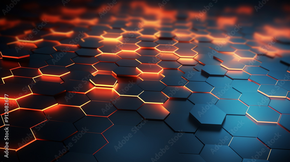 Obraz premium abstract background, modern hexagonal glow