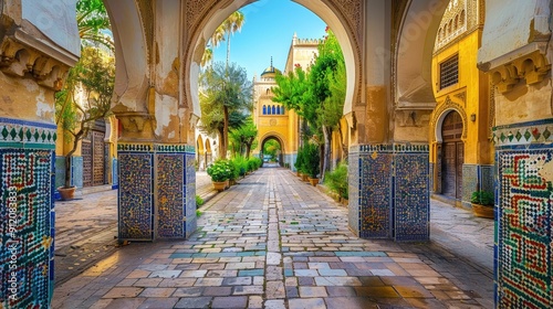 Historic Arabic district with intricate architectural details and arches