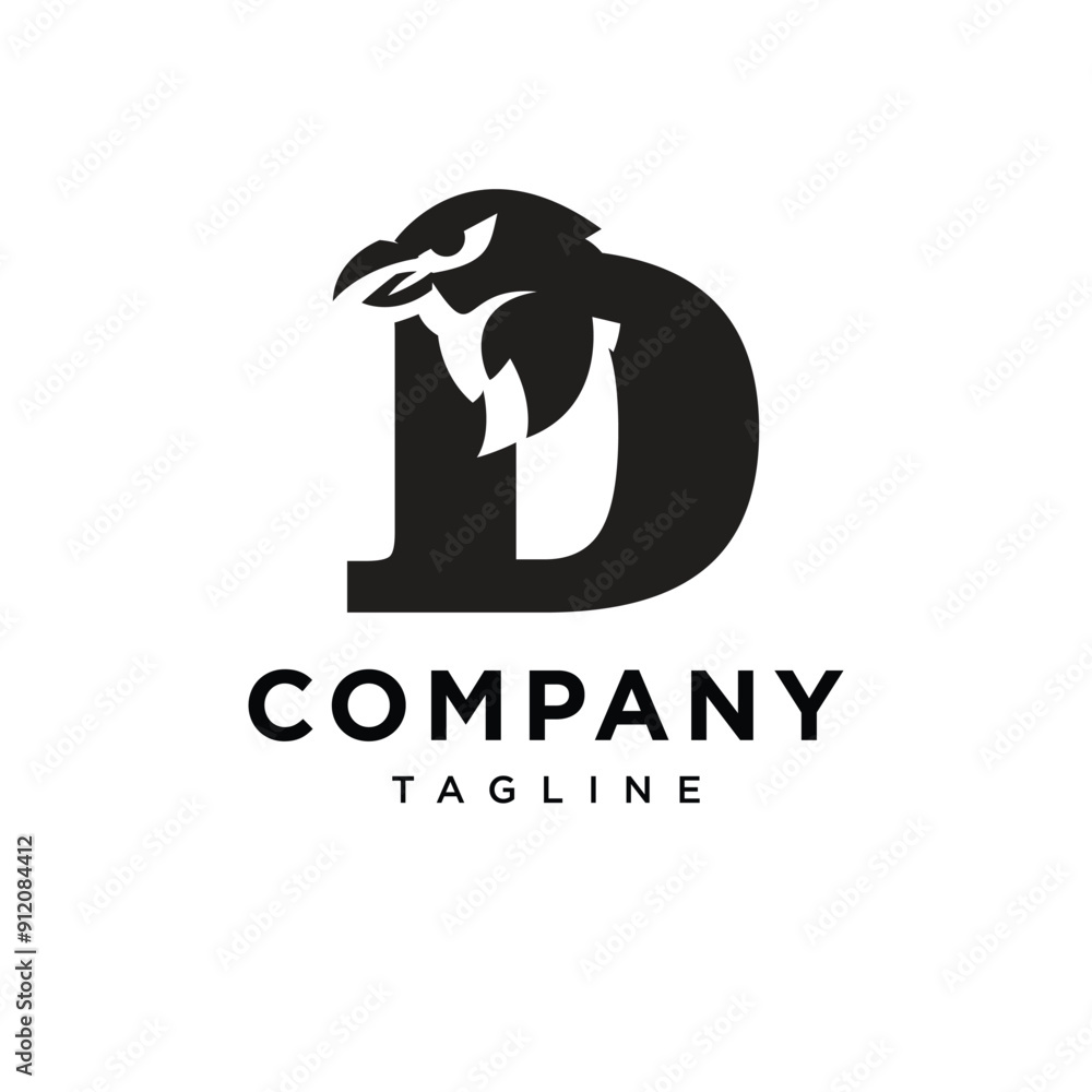 Fototapeta premium Letter D Raven Logo Icon Vector