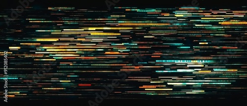 overlay of glitch pixel sorting, on black background, Generative AI 