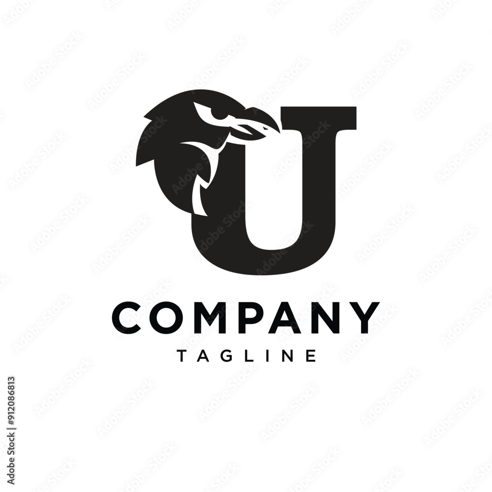 Letter U Raven Logo Icon Vector Letter U Raven Logo Icon Vector