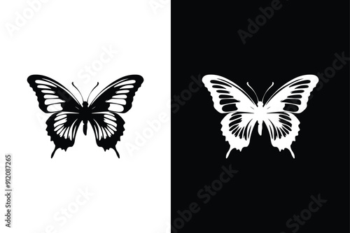 Butterfly silhouette icon vector illustrations on a  black background. Butterfly icon. Simple illustration of big butterfly