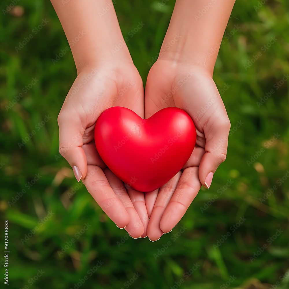 Pair of Hands Holding a Red Heart Symbolizing Affection Pair of Hands Holding a Red Heart Symbolizing Affection