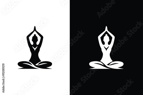 People yoga body logo vector icon silhouette illustration. Yoga Fitness Icon black