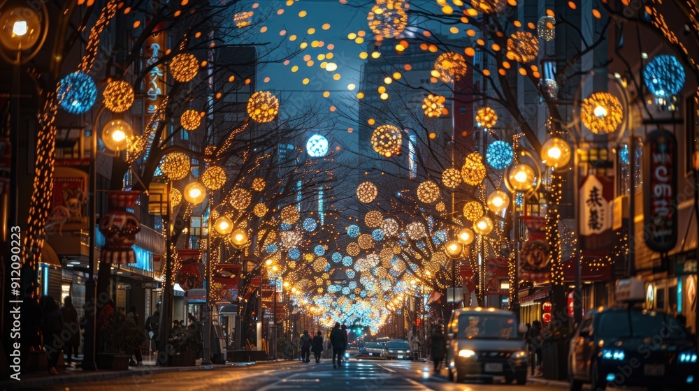 Illuminated Street in Japan Illuminated Street in Japan