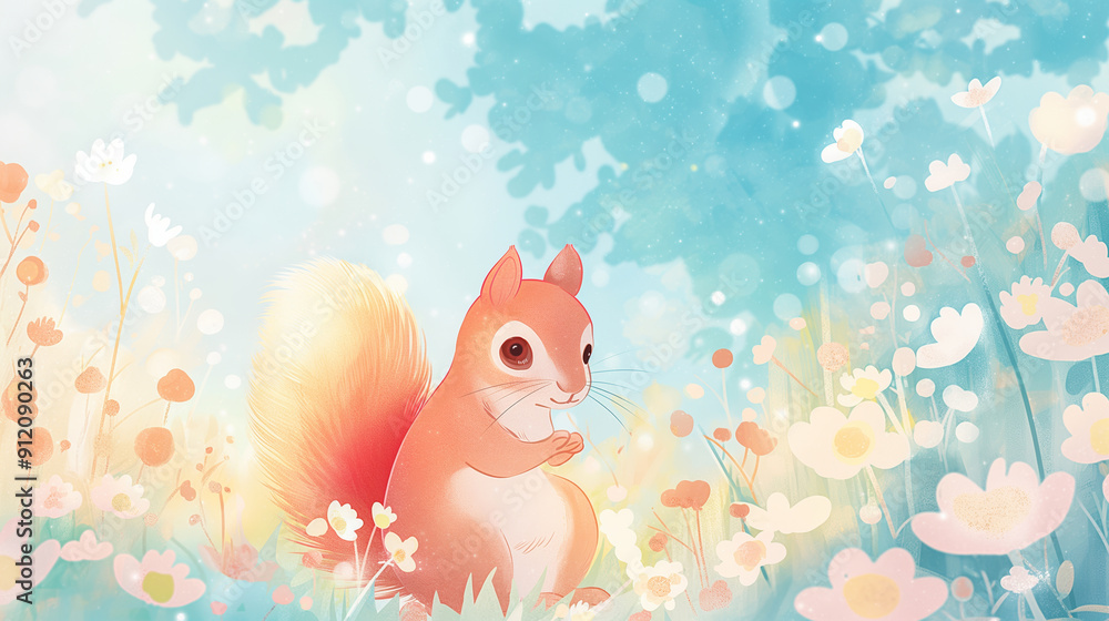 A cute squirrel in the flowers A cute squirrel in the flowers