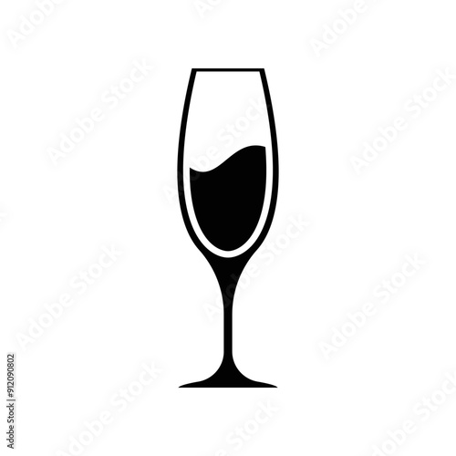 Champagne glass icon isolated on white background.