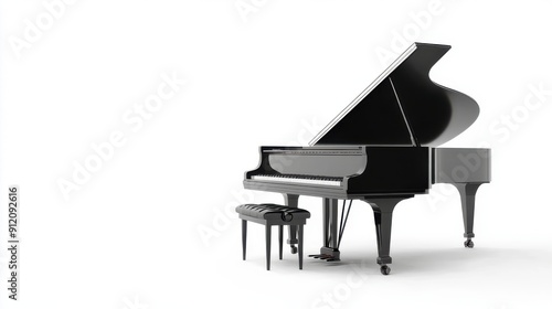 Piano isolated on white background