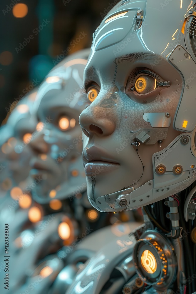 Advanced robots working alongside humans in a high-tech factory, robotics, industry 40 Advanced robots working alongside humans in a high-tech factory, robotics, industry 40