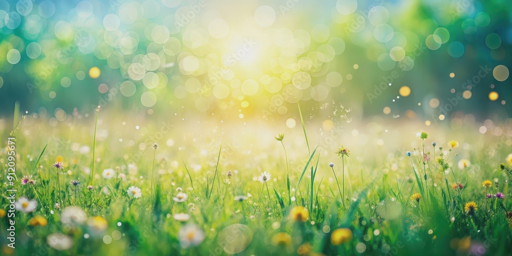 Obraz premium Abstract natural summer field background with blurred bokeh effect, nature, abstract, blurred, background, bokeh, summer