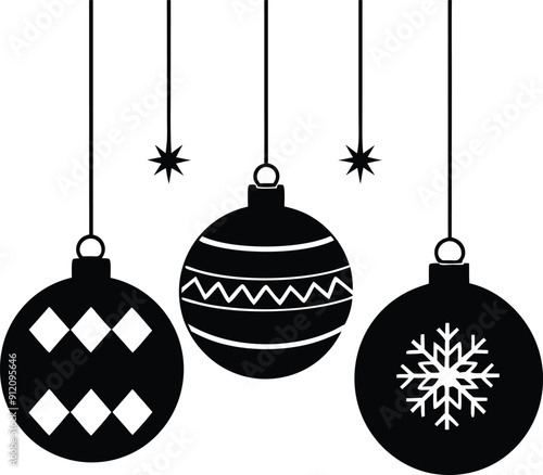 christmas decoration ornament illustration black and white