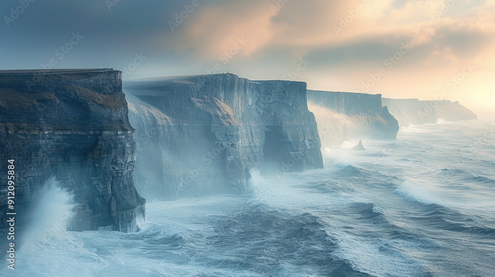 Dramatic Cliffs and Stormy Sea Dramatic Cliffs and Stormy Sea