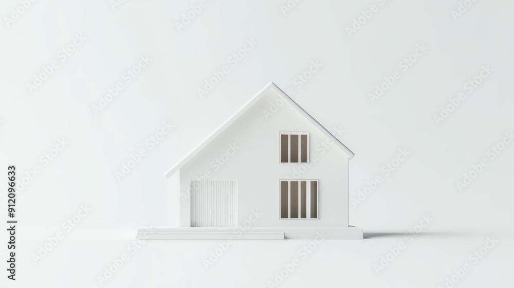 Minimalist White 3D House Model on Clean Background Minimalist White 3D House Model on Clean Background