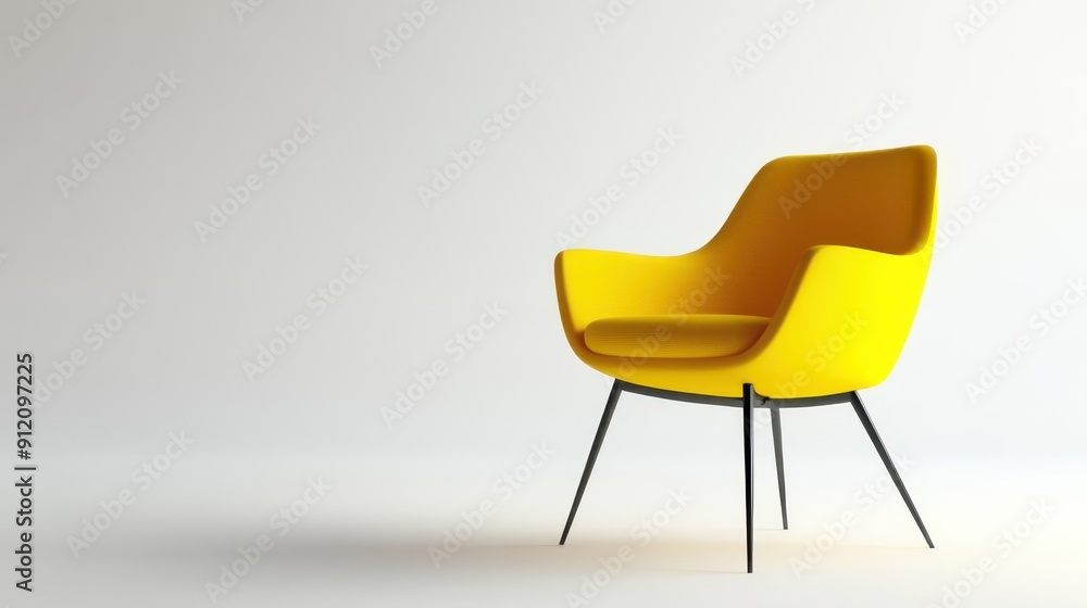 Modern yellow chair in a white space Modern yellow chair in a white space