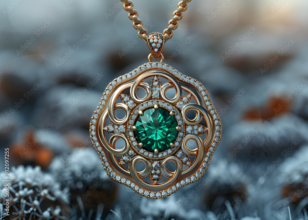 A green stone pendant adorned with sparkling diamonds, showcasing elegance and luxury in its design.
A green stone pendant adorned with sparkling diamonds, showcasing elegance and luxury in its design.