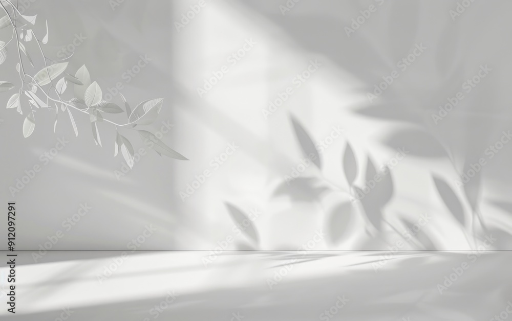Minimalist White Shadow Leaves Background Minimalist White Shadow Leaves Background