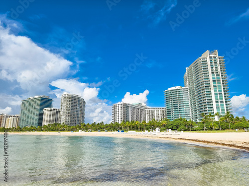 Miami Beach, Florida, USA - The Ritz Carlton and other luxury condominiums right in front of the Beach in Bal Harbour. photo