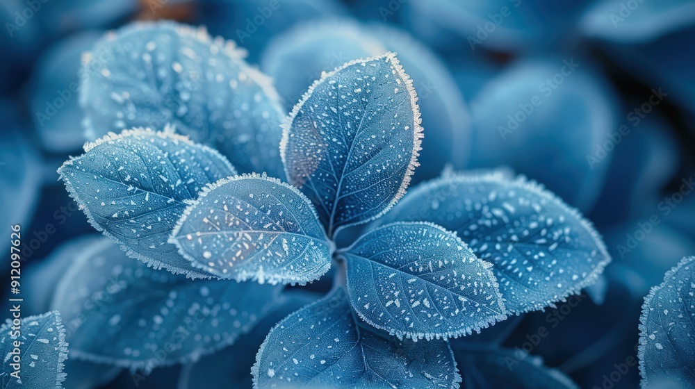 Frozen Leaves in a Blue Hues Frozen Leaves in a Blue Hues