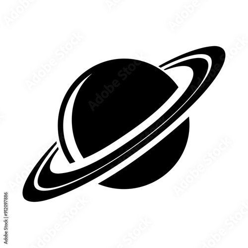 Planet Saturn with planetary ring icon symbol and vector illustration design