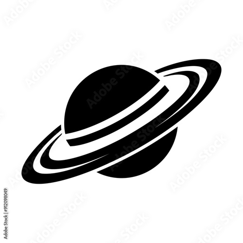 Planet Saturn with planetary ring icon symbol and vector illustration design