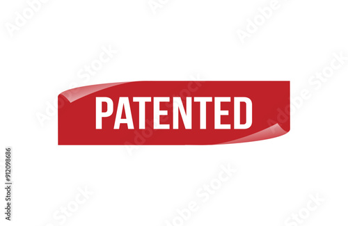 Red banner patented isolated on white background.
