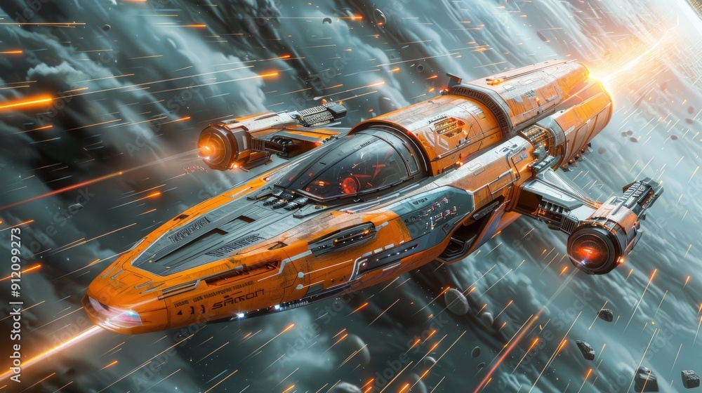 Futuristic Spaceship in Flight Futuristic Spaceship in Flight