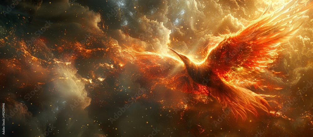 Fototapeta premium Phoenix Rising From Ashes