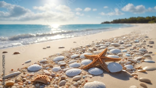 Serene White Sand Beach with Message 'Learn to Fight Alone' Etched in the Sand at Golden Hour
