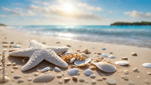 Serene White Sand Beach with Message 'Learn to Fight Alone' Etched in the Sand at Golden Hour