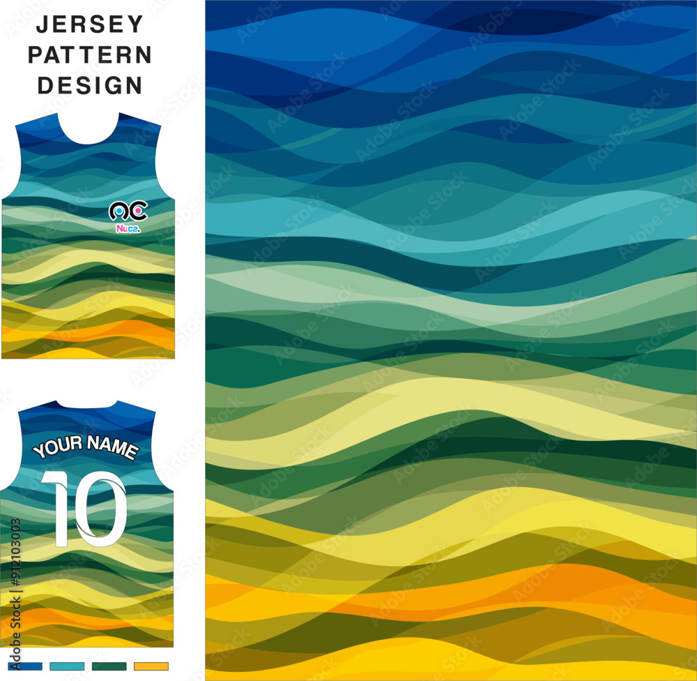 Obraz premium Abstract waves concept vector jersey pattern template for printing or sublimation sports uniforms football volleyball basketball e-sports cycling and fishing Free Vector.