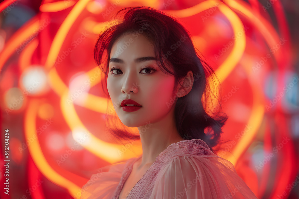 A woman with red lipstick A woman with red lipstick