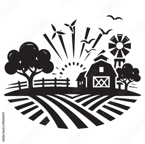 Farm animal logo design vector silhouette.