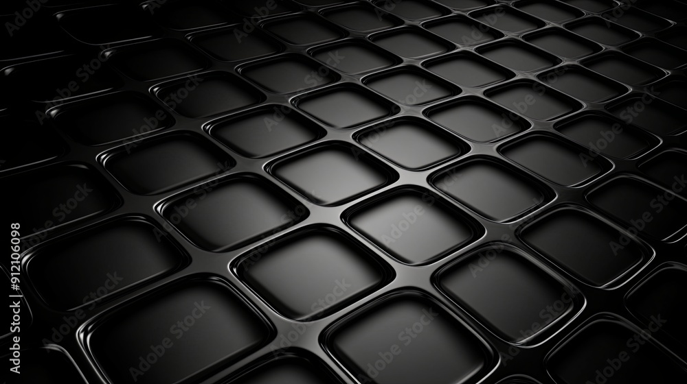 Obraz premium Black wallpaper with a three-dimensional geometric grid pattern, minimalistic and elegant, high-detail close-up, intricate surface texture, sophisticated background art, dark and sleek appearance,