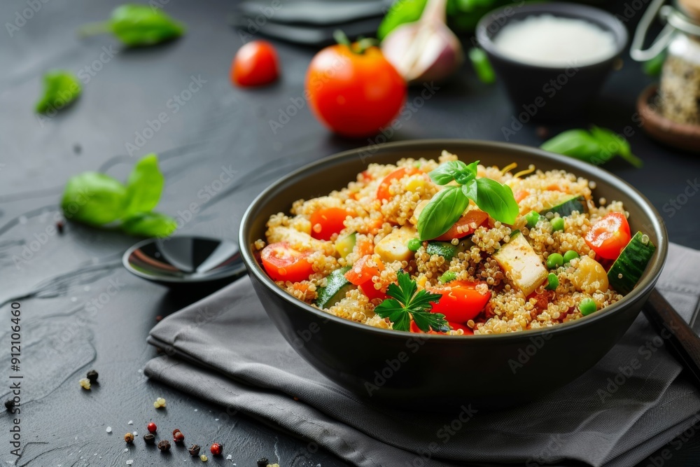 A dairy-free dish featuring quinoa with a heart-healthy emphasis A dairy-free dish featuring quinoa with a heart-healthy emphasis