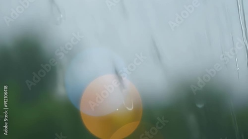 Wisps of light and abstract shapes come alive in the bokeh effect created by raindrops on a window adding a touch of whimsy to the dreary weather. Light leaks bokeh photo