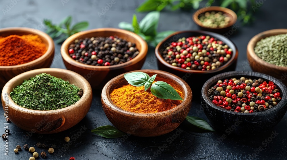 Aromatic Spices in Bowls Aromatic Spices in Bowls