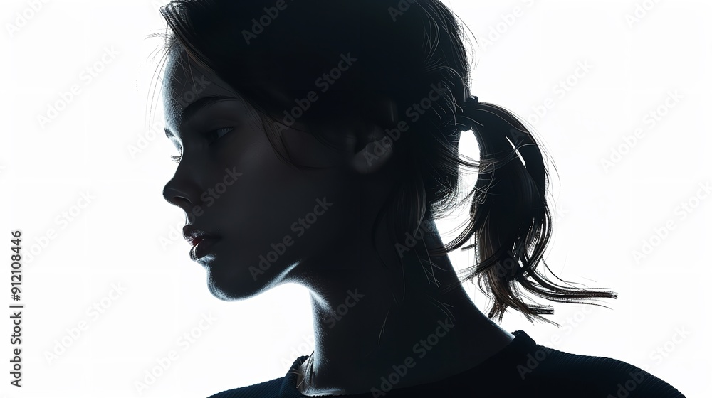 Silhouette Lady. Concept of Beauty and Elegance in Black and White Art Silhouette Lady. Concept of Beauty and Elegance in Black and White Art