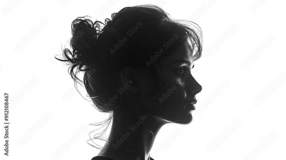 Silhouette Lady. Concept of Beauty and Elegance in Black and White Art Silhouette Lady. Concept of Beauty and Elegance in Black and White Art