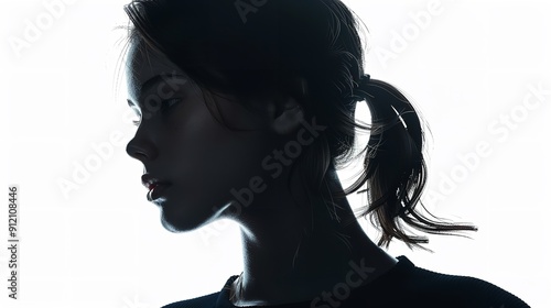 Silhouette Lady. Concept of Beauty and Elegance in Black and White Art