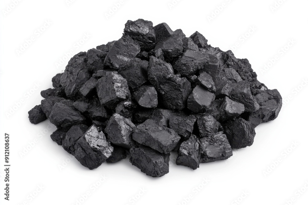 Obraz premium A heap of black coal, showcasing the rough texture and varying sizes of the coal pieces. Ideal for energy-related themes.