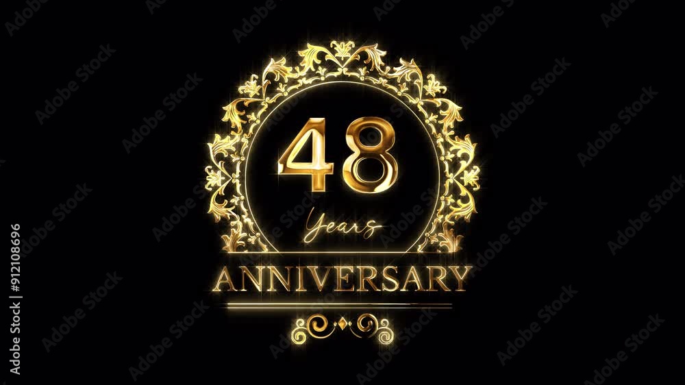 48th Anniversary Celebration. Happy 48 Years Anniversary Animation in Gold Color on the Transparent Background, Alpha Channel. Great for greetings, celebrations, events, and gifts. 48th Anniversary Celebration. Happy 48 Years Anniversary Animation in Gold Color on the Transparent Background, Alpha Channel. Great for greetings, celebrations, events, and gifts.