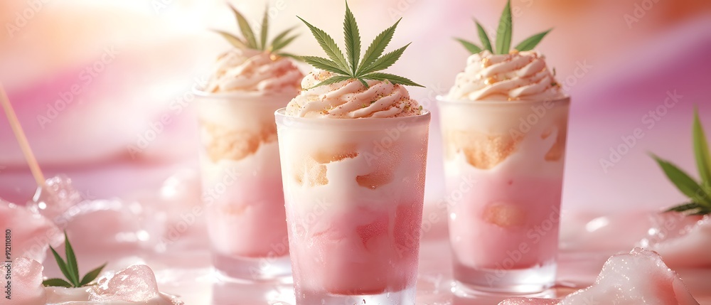Cannabis Ice Cream with Whipped Cream. Cannabis Ice Cream with Whipped Cream.