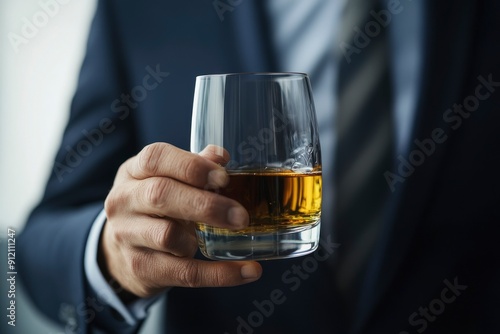 businessmen holding a glass of whiskey with generative ai